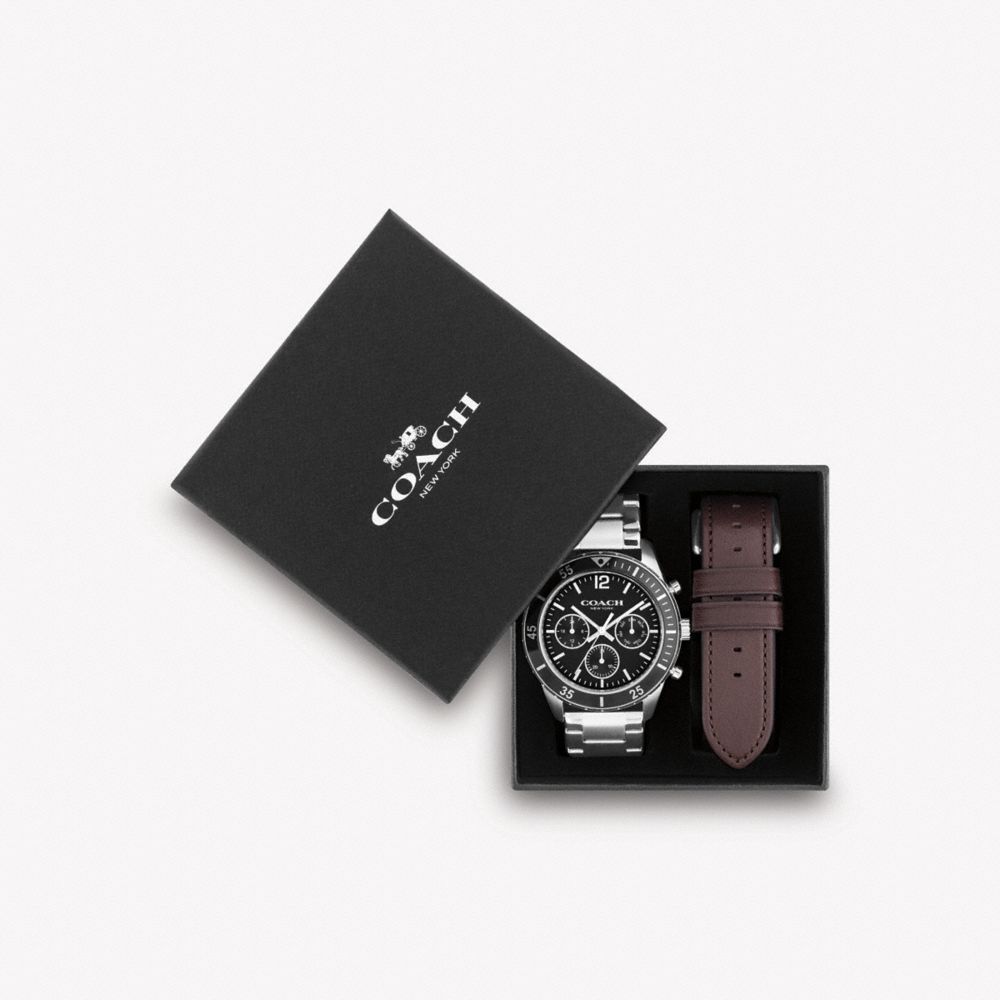 Coach Cole Watch Gift Set, 44 Mm Brown