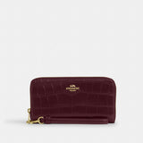 Coach Long Zip Around Wallet Gold Dark Wine