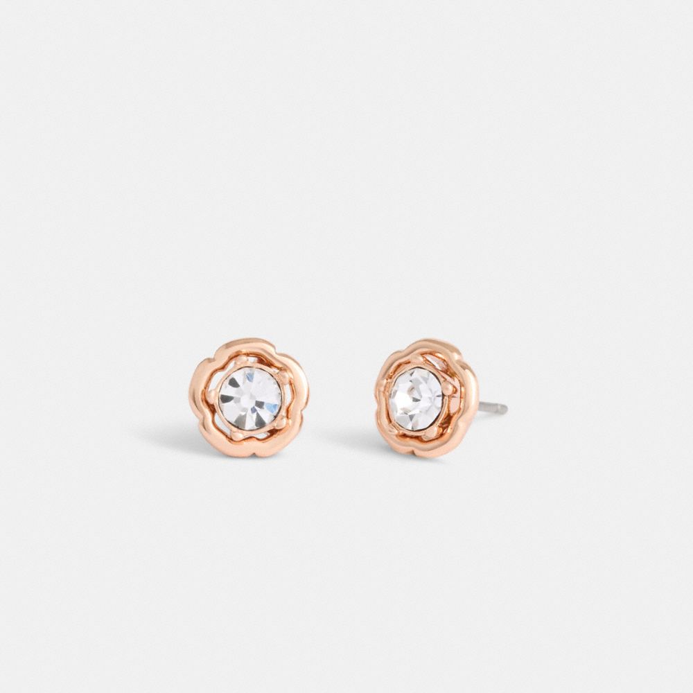 Coach Halo Tea Rose Stud Earrings Rose Gold