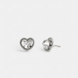 Coach Halo Heart Stud Earrings Silver