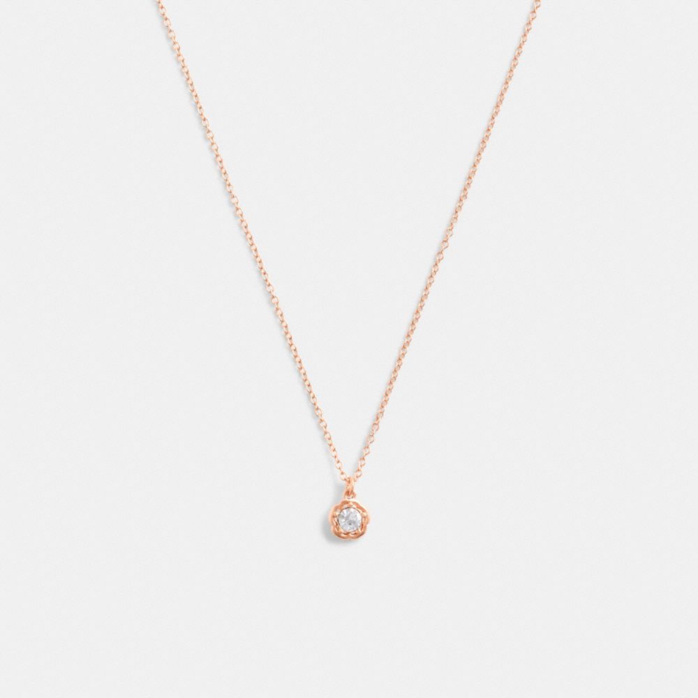 Coach Halo Tea Rose Pendant Necklace Rose Gold