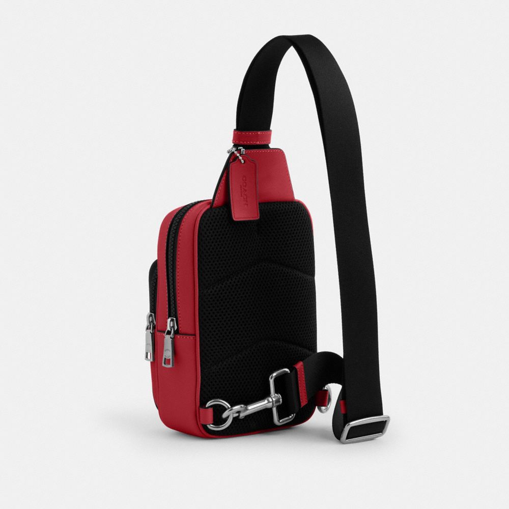Coach Racer Sling Pack Silver True Red