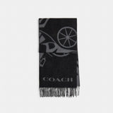 Coach Horse And Carriage Cashmere Muffler Black