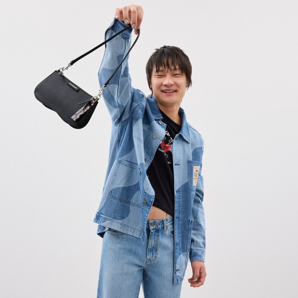 Coach Small Wavy Shoulder Bag In Coachtopia Leather Black