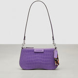Coach Small Wavy Shoulder Bag In Croc Embossed Coachtopia Leather Iris