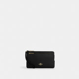 Coach Double Zip Wallet Gold Black