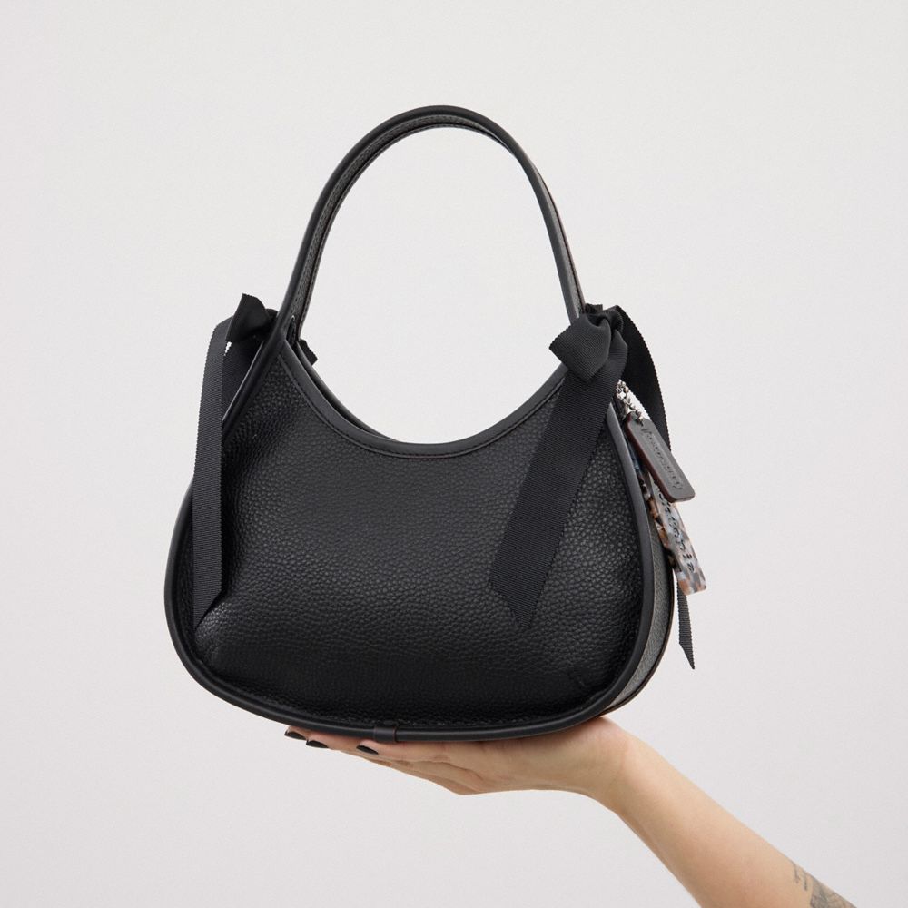 Coach Ergo Bag In Coachtopia Leather With Bows Black Black