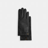 Coach Sculpted Signature Leather Tech Gloves Black
