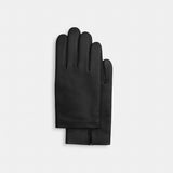 Coach Leather Tech Gloves Black