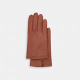 Coach Leather Tech Gloves Saddle