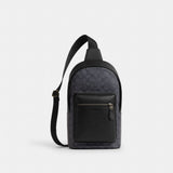 Coach West Pack In Signature Canvas Gunmetal Charcoal Black