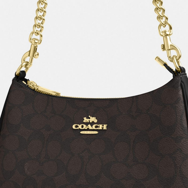Coach Teri Shoulder Bag In Signature Canvas Gold Walnut Black