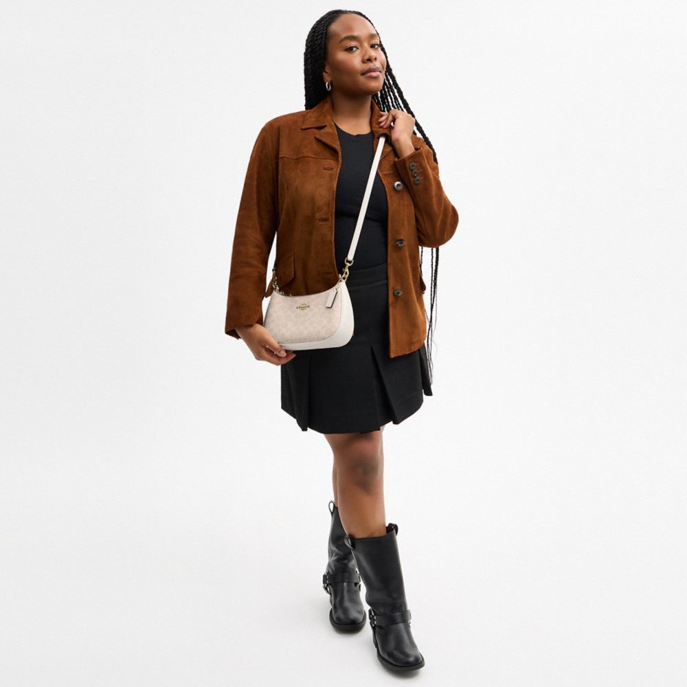 Coach Teri Shoulder Bag In Signature Canvas Gold Sand Chalk