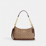 Coach Teri Shoulder Bag In Signature Canvas Gold Tan Brown