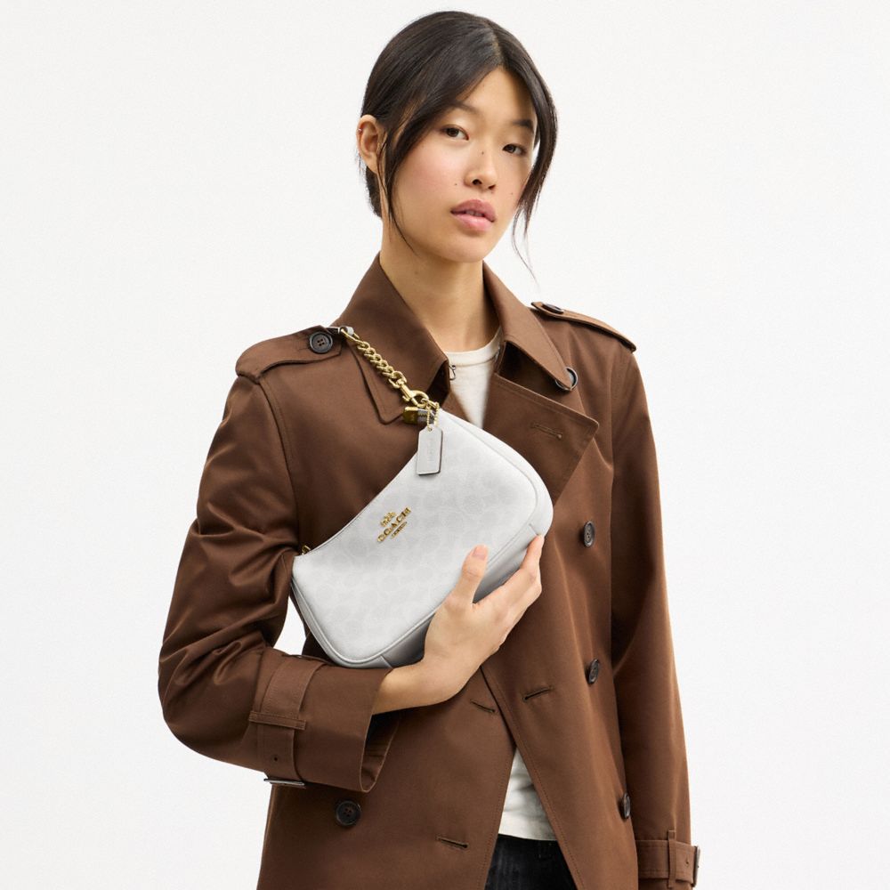 Coach Teri Shoulder Bag In Signature Canvas Gold White Chalk