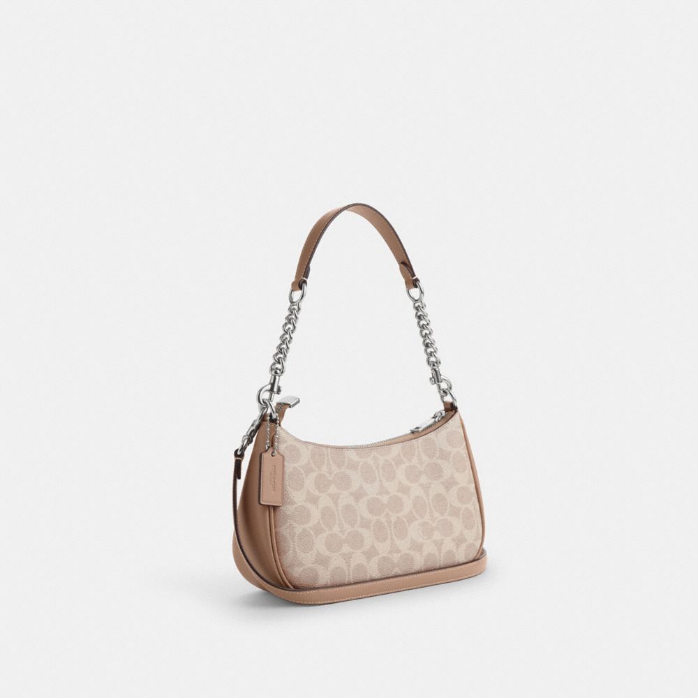 Coach Teri Shoulder Bag In Signature Canvas Silver Sand Taupe