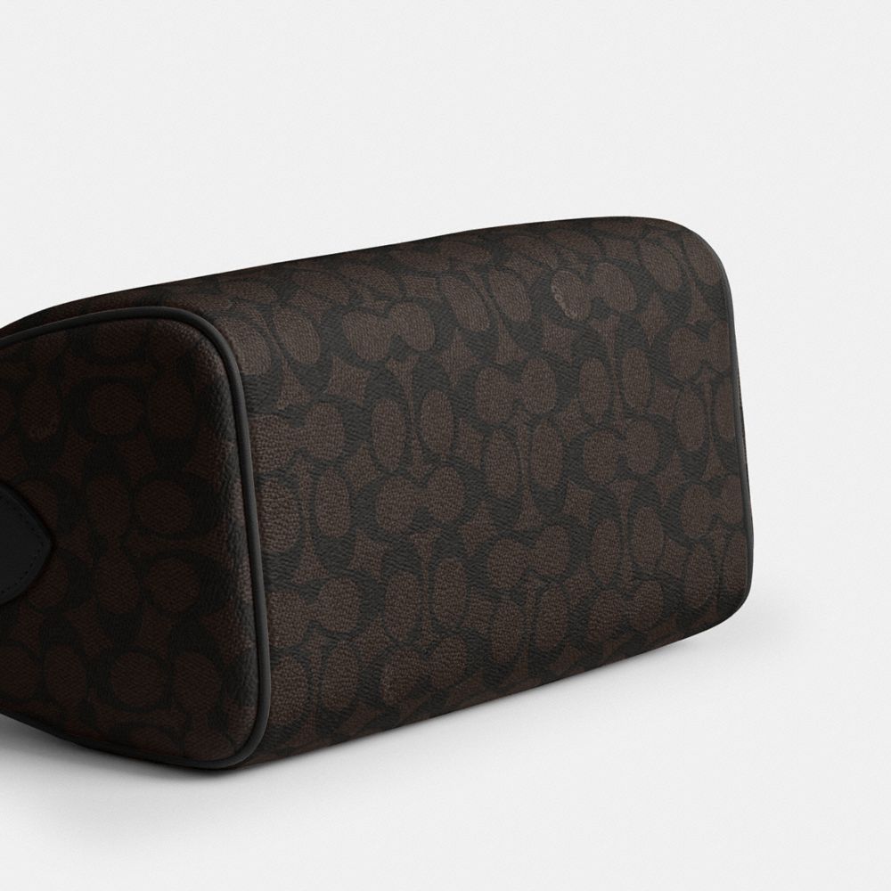 Coach Rowan Satchel Bag In Signature Canvas Gold Walnut Black