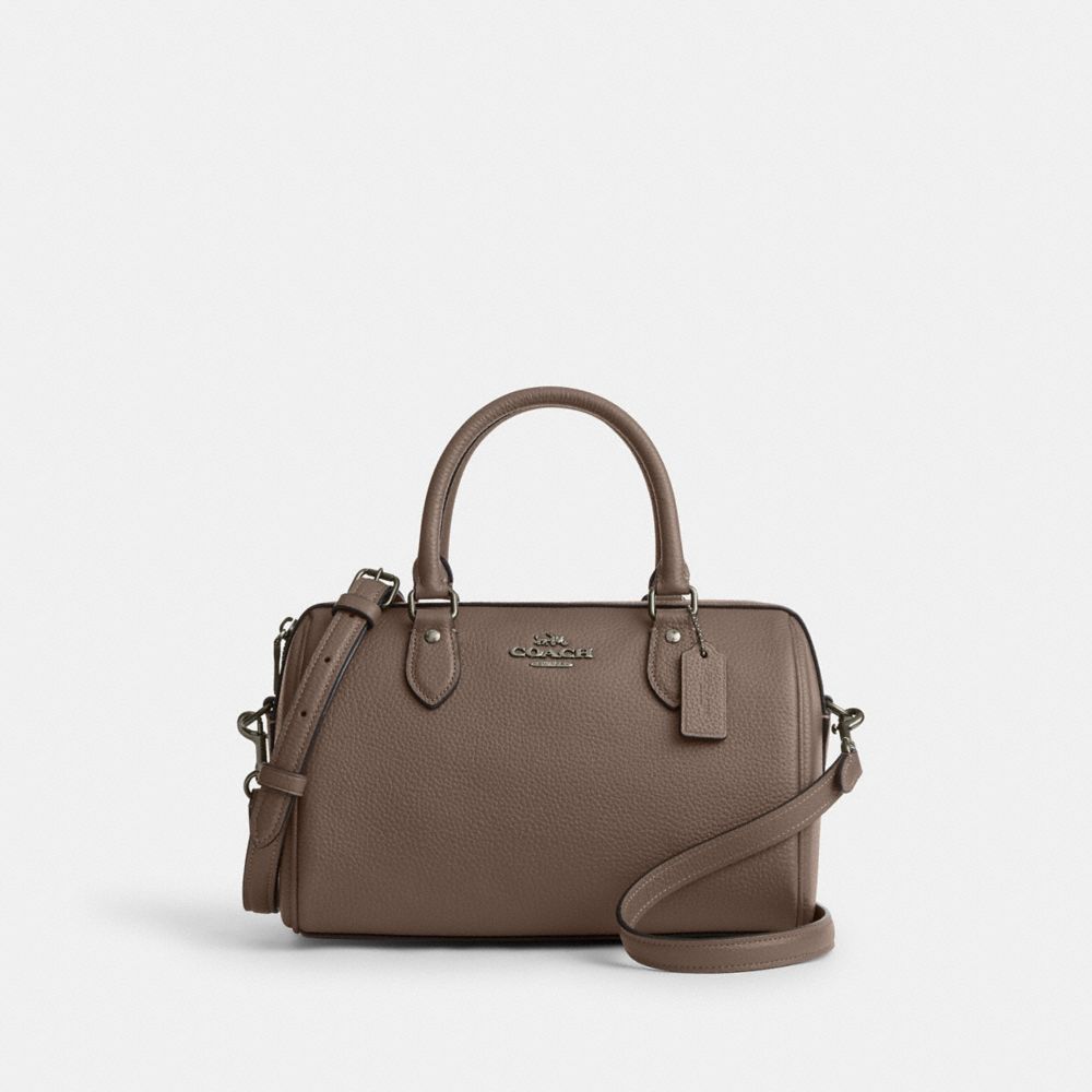Coach Rowan Satchel Bag Gunmetal Dark Stone