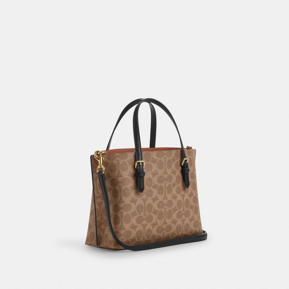 Coach Mollie Tote Bag 25 In Signature Canvas Gold Tan Black