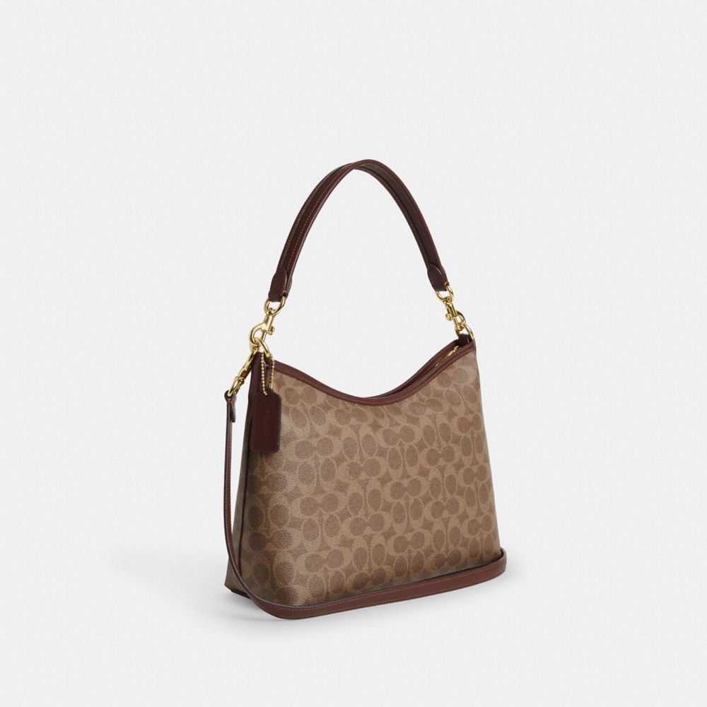Coach Laurel Shoulder Bag In Signature Canvas Gold Tan Brown