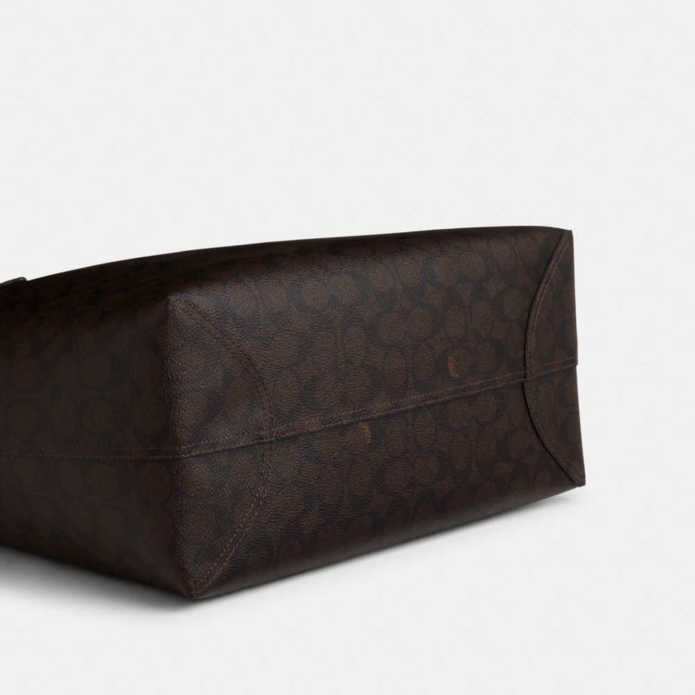 Coach City Tote Bag In Signature Canvas Gold Walnut Black