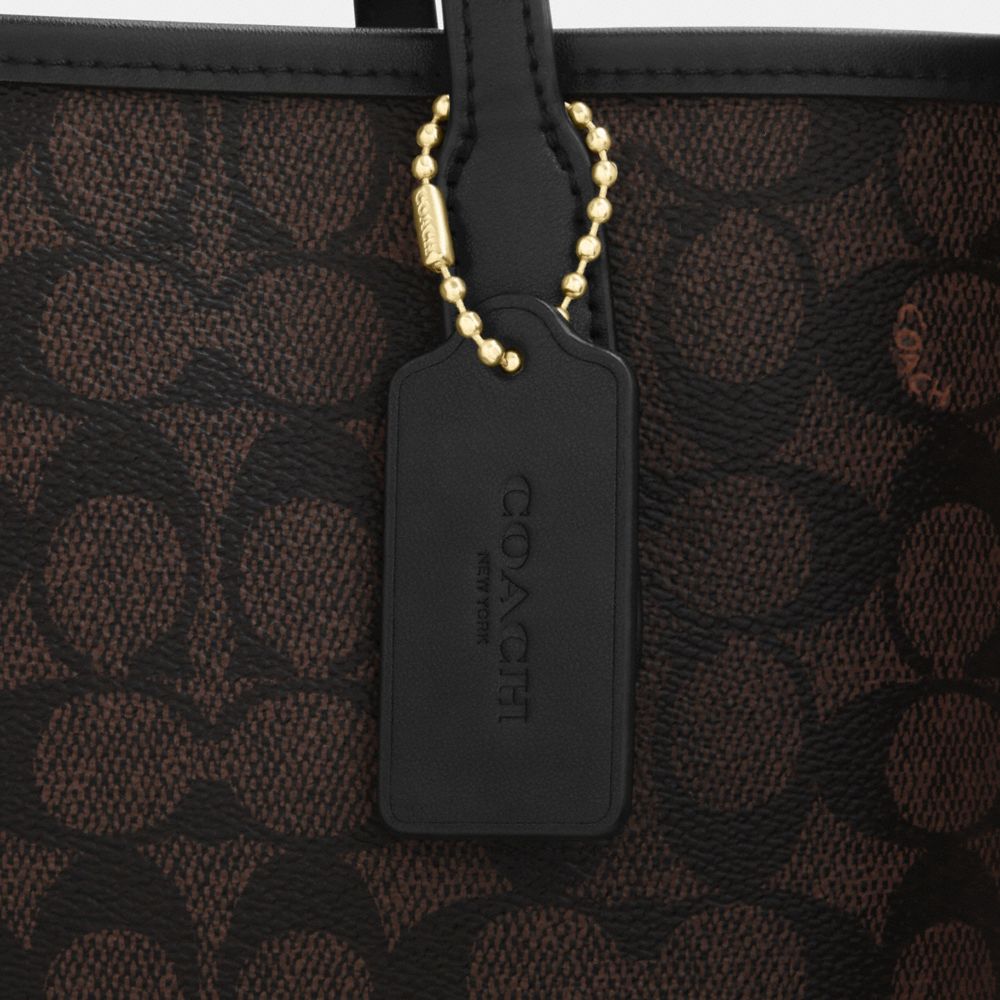Coach City Tote Bag In Signature Canvas Gold Walnut Black