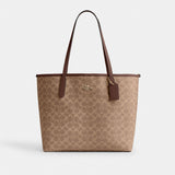 Coach City Tote Bag In Signature Canvas Gold Tan Brown