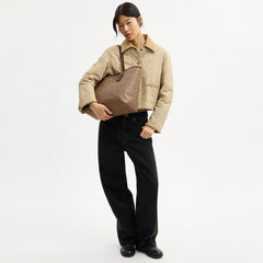 Coach City Tote Bag In Signature Canvas Gold Tan Brown