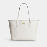 Coach City Tote Bag In Signature Canvas Gold White Chalk