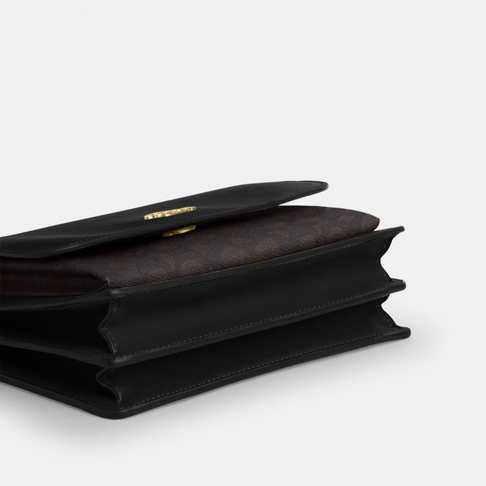 Coach Klare Crossbody Bag In Signature Canvas Gold Walnut Black