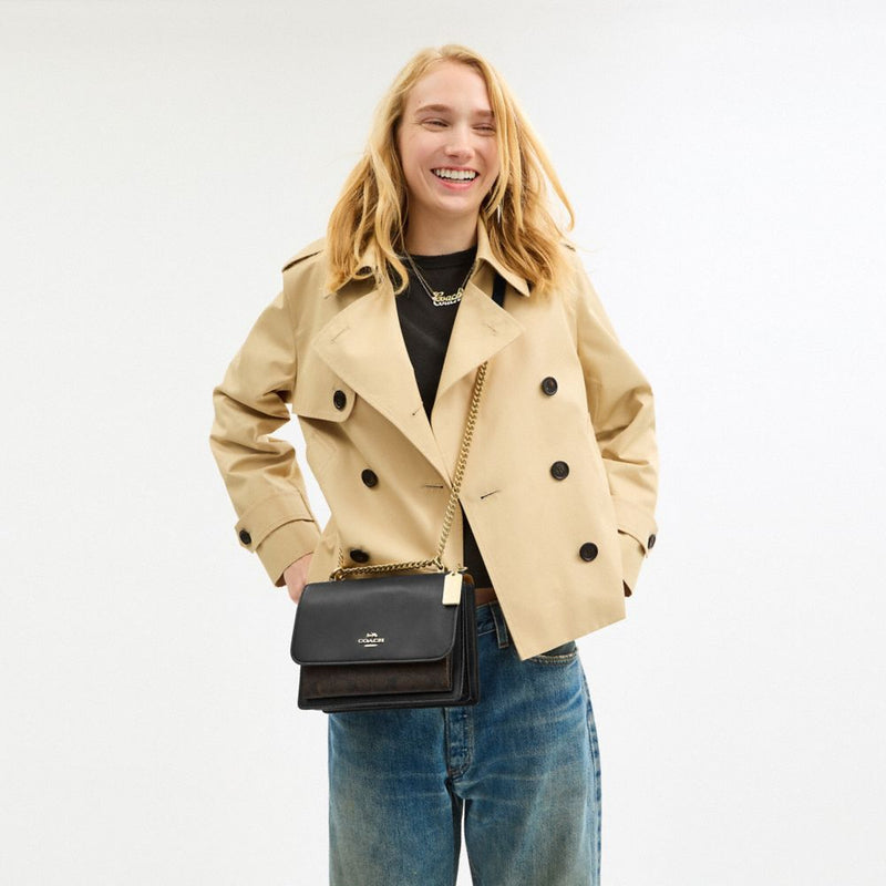 Coach Klare Crossbody Bag In Signature Canvas Gold Walnut Black