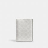 Coach Passport Card Case In Signature Canvas Gunmetal Chalk Black