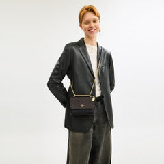 Coach Mini Klare Crossbody Bag In Signature Canvas Gold Walnut Black