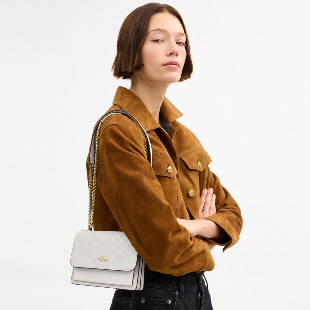 Coach Mini Klare Crossbody Bag In Signature Canvas Gold White Chalk