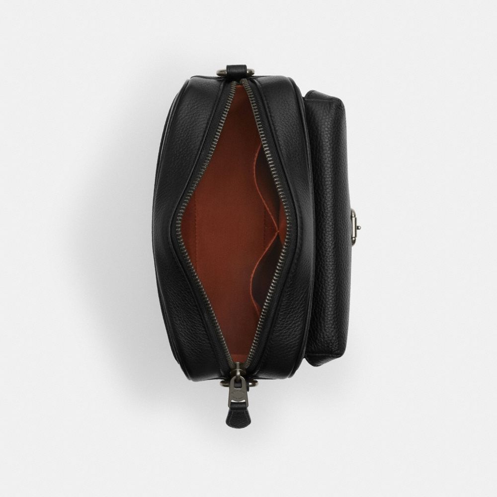 Coach Warner Crossbody Bag In Signature Canvas Gunmetal Charcoal Black