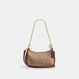 Coach Teri Mini Crossbody Bag In Signature Canvas Gold Tan Brown