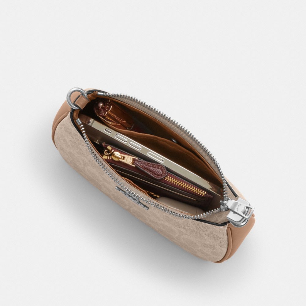 Coach Teri Mini Crossbody Bag In Signature Canvas Silver Sand Taupe