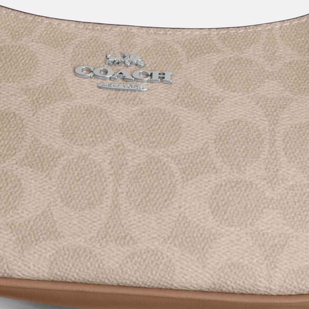 Coach Teri Mini Crossbody Bag In Signature Canvas Silver Sand Taupe