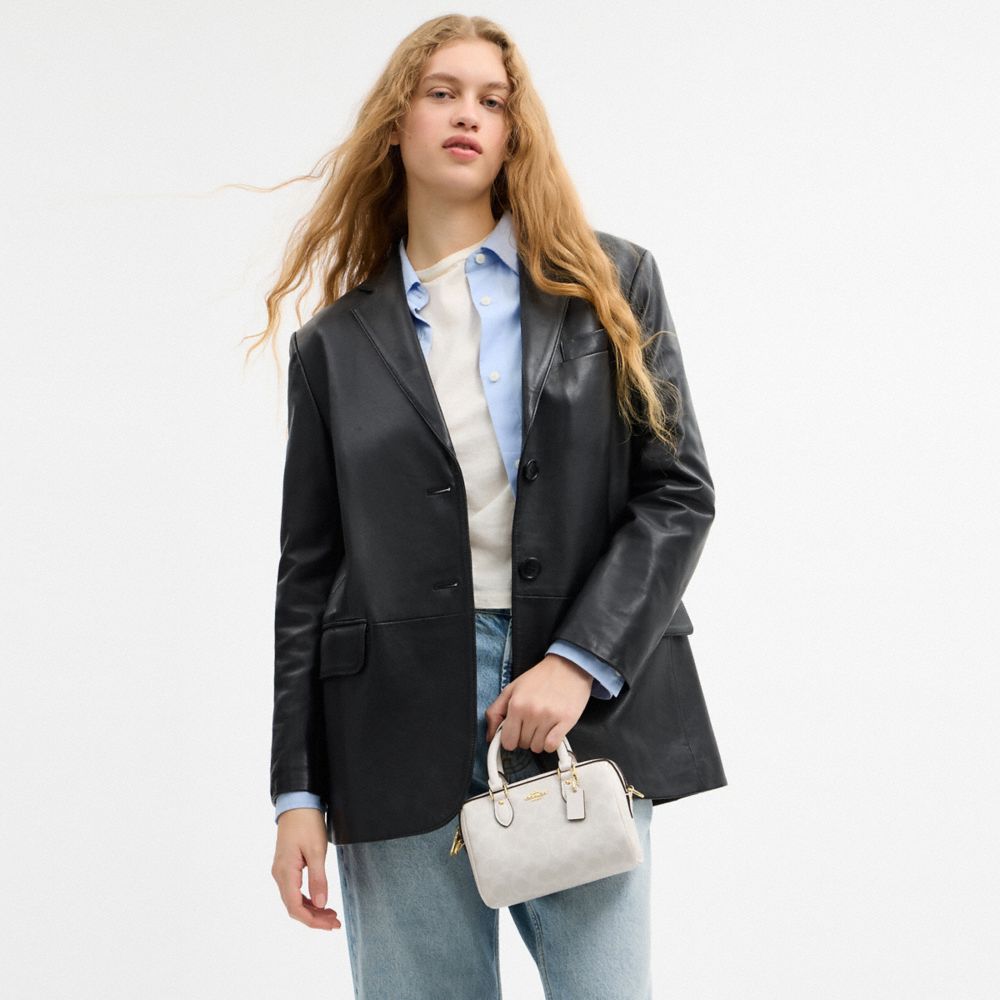 Coach Mini Rowan Crossbody Bag In Signature Canvas Gold White Chalk