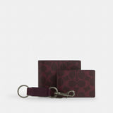 Coach Boxed 3 In 1 Wallet Gift Set In Signature Canvas Gunmetal Black Currant