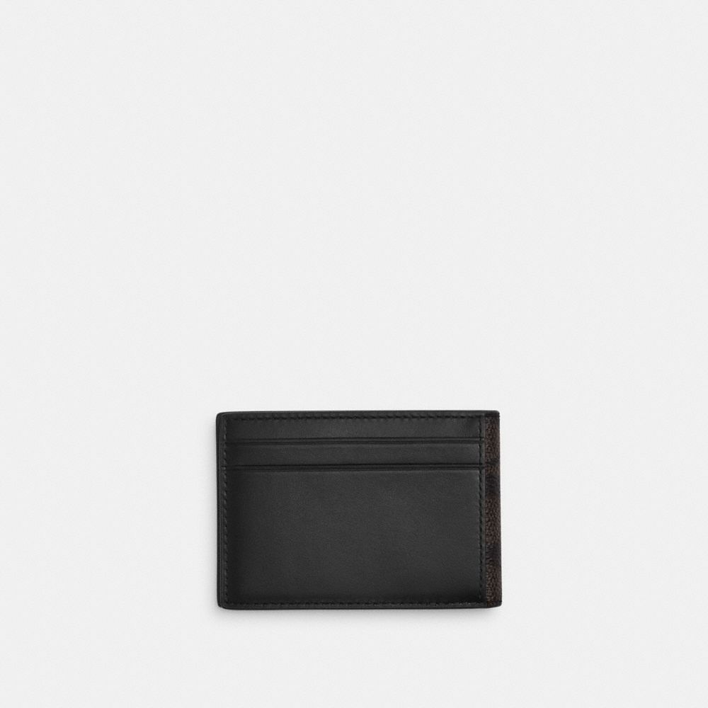 Coach Compact Billfold Wallet In Signature Canvas Walnut & Black