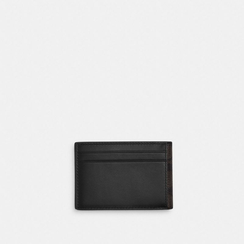 Coach Compact Billfold Wallet In Signature Canvas Walnut & Black