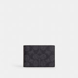 Coach Compact Billfold Wallet In Signature Canvas Charcoal Black