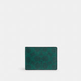 Coach Compact Billfold Wallet In Signature Canvas Sea Green
