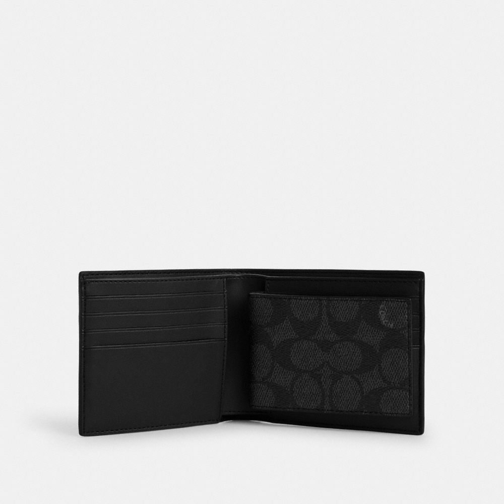 Coach 3 In 1 Wallet In Signature Canvas With Varsity Stripe Charcoal Denim Chalk