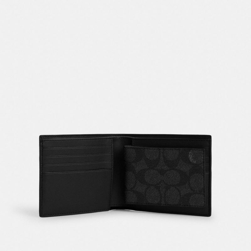 Coach 3 In 1 Wallet In Signature Canvas With Varsity Stripe Charcoal Denim Chalk