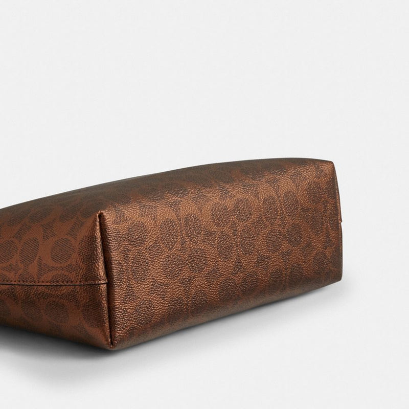 Coach Fiona Zip Tote Bag In Signature Canvas Gold Brown Copper