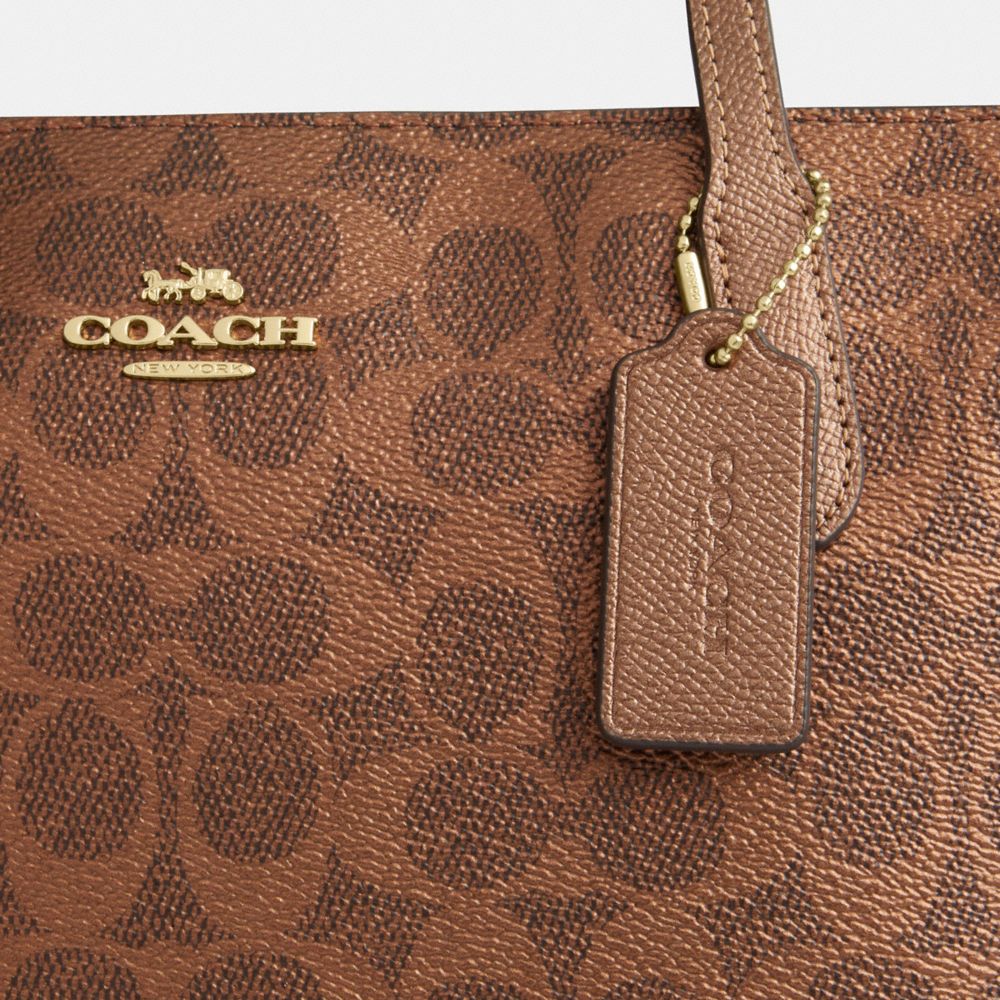 Coach Fiona Zip Tote Bag In Signature Canvas Gold Brown Copper