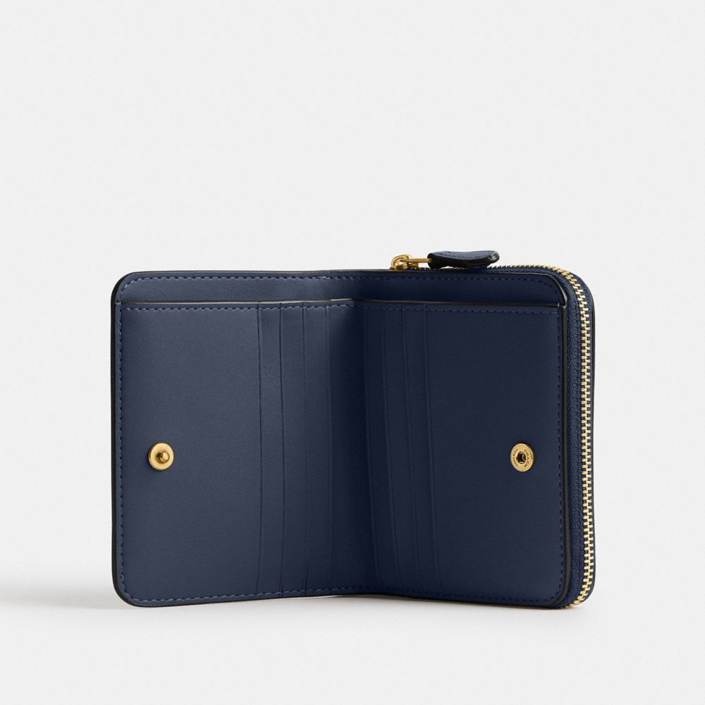 Coach New York Billfold Wallet Brass Navy