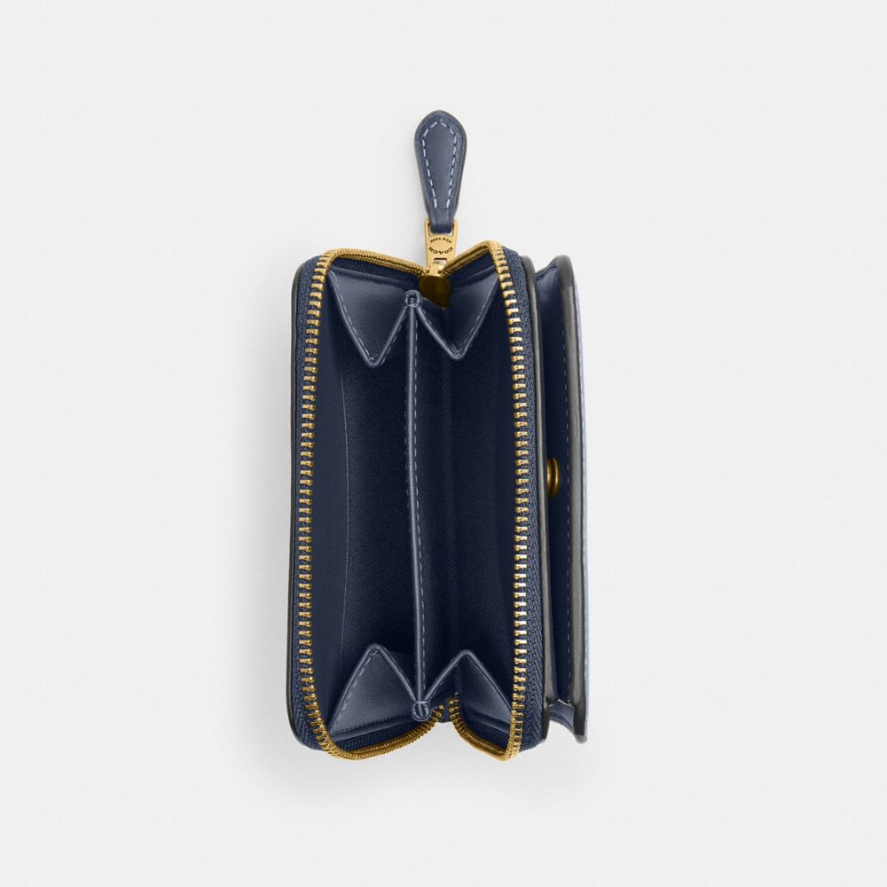 Coach New York Billfold Wallet Brass Navy